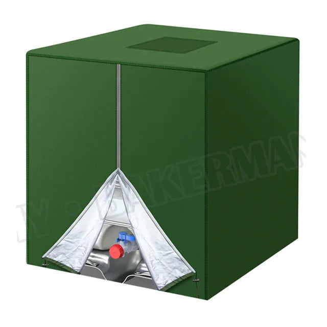 210D Zipper IBC Tote Cover，black, green oxford cloth material for 275 gallon water tanks, waterproof, sun and rain resistant