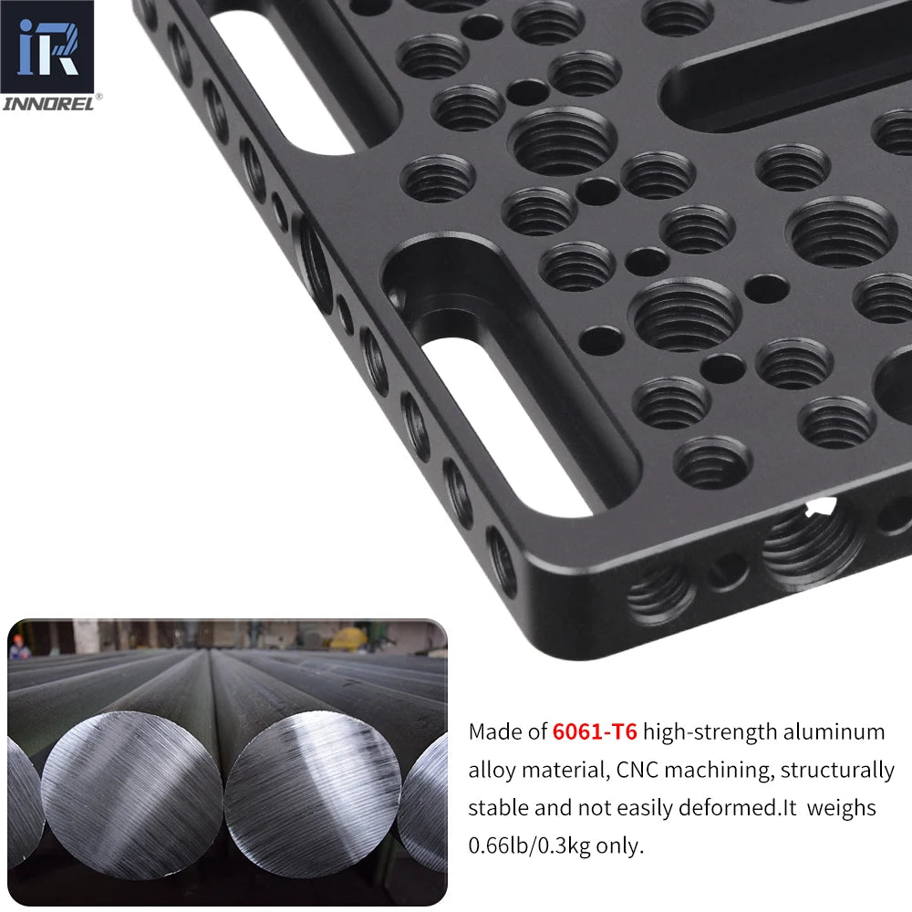 INNOREL CP10 Multi Functional Photography DIY Cheese Plate with 1/4" & 3/8" Threads, Built-in ARRI Locating Holes for Tripod