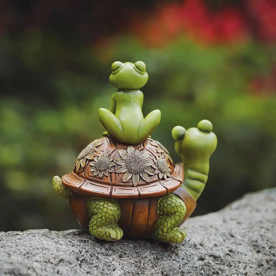 Cute Turtle And Frogs Sculpture Resin Home Garden Decoration Ornaments Animal Statue For Party Room Garden Decor Funny Gift