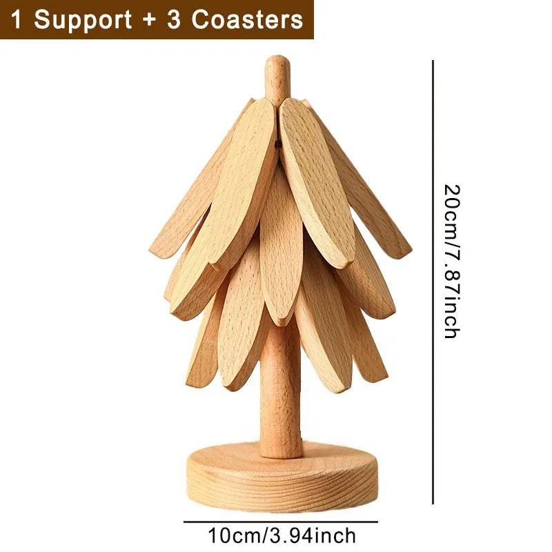 Tree Design Stand Bamboo Wooden Trivets Decorative Anti Scald Heat Resistant Table Mat Coaster Wood   Placemats Pot