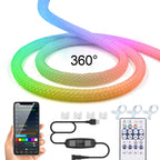WS2812B RGBIC Neon Rope LED Strip 5V USB 360° Silicone IP67 50 LEDs/m 1-5m