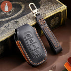Leather car key fob cover case for Hyundai i30 Kona Elantra Santa Fe, black/blue/brown