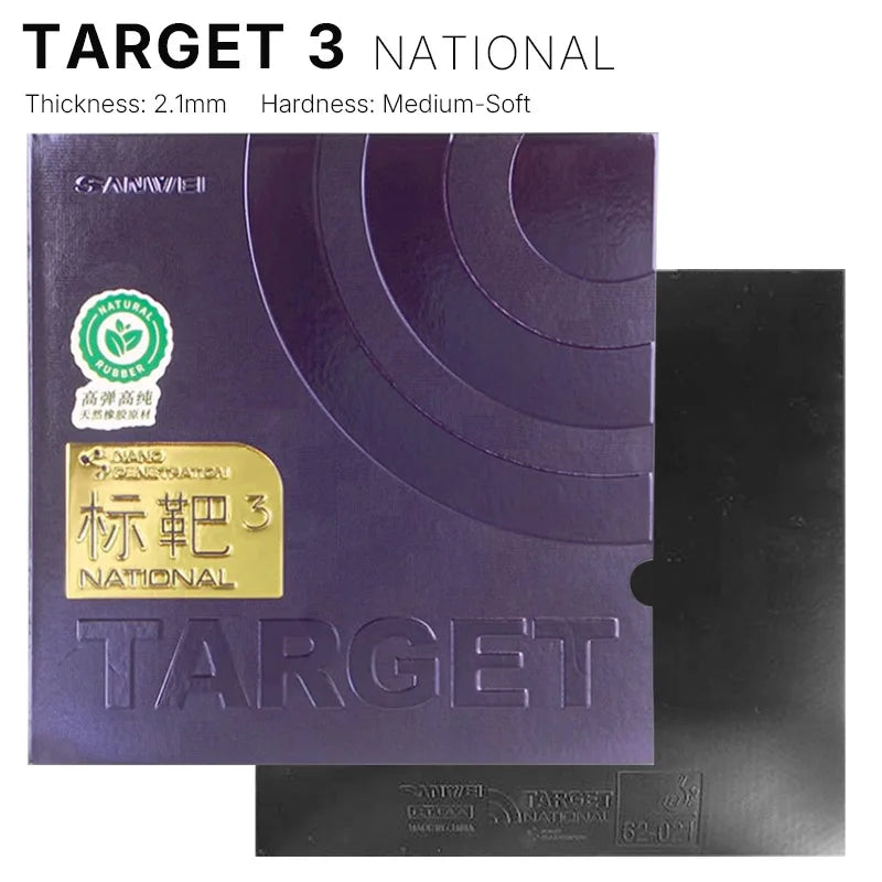 SANWEI TARGET 3 National Table Tennis Rubber Blue Sponge Sticky Ping Pong Rubber Sheet for Advanced Players