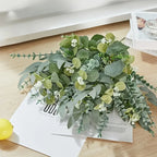 Artificial Eucalyptus Leaf Stems Bundle 50-90pcs Mixed Willow & Silver Eucalyptus for DIY Decor