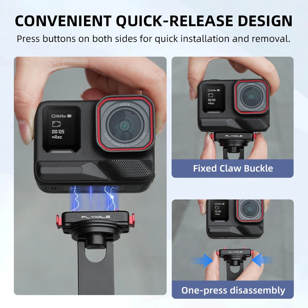 Flymile Magnetic Quick Release Mount Metal Bracket Phone Teleprompter Base for Insta360 Ace pro 2 Accessories Video Shooting