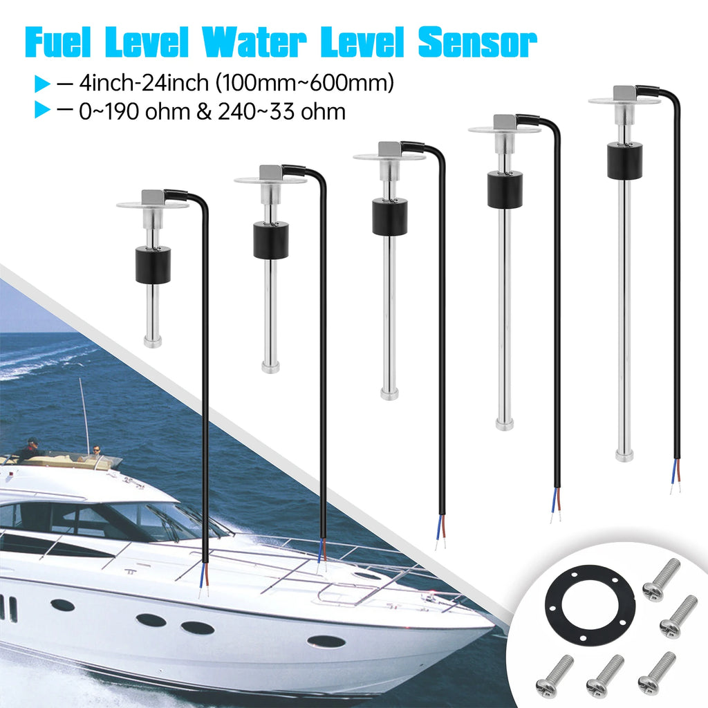 Waterproof 0~100% Digital 52mm Water Level Gauge with Alarm 0-190ohm Water Level Sensor 100-600mm for Car Boat Yacht Custom Red