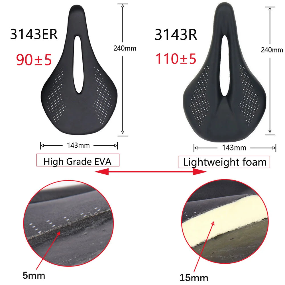 New 89g EVA Carbon Bike Saddle Comfortable Ultra-Light Saddle MTB Saddle 7x7mm Racing Bicycle Bicycle installation 240*143MM