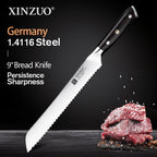 XINZUO 1pc-5pcs Kitchen Knives Set German 1.4116 Steel Chef Cleaver Santoku Utility Paring Knife Nature Ebony Wood Handle