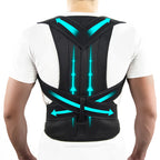 Back Brace Posture Corrector Shoulder Support Adjustable Full Back, Black, Sizes S-3XL