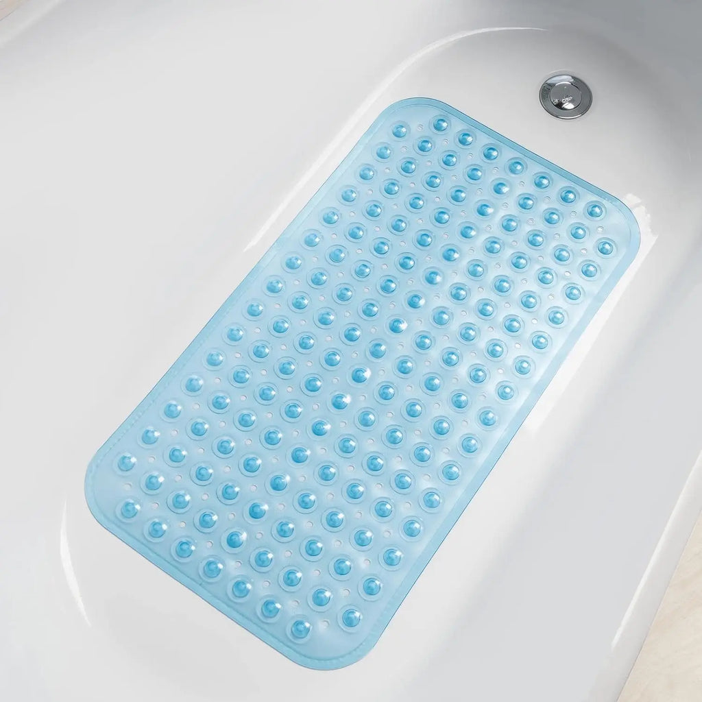 1pc PVC Non-Slip Bath Mat with Suction Cups & Drain Holes 15*27.6in/38*70cm- Fast Draining Shower Mat Bathtub Mat Bathroom Mat