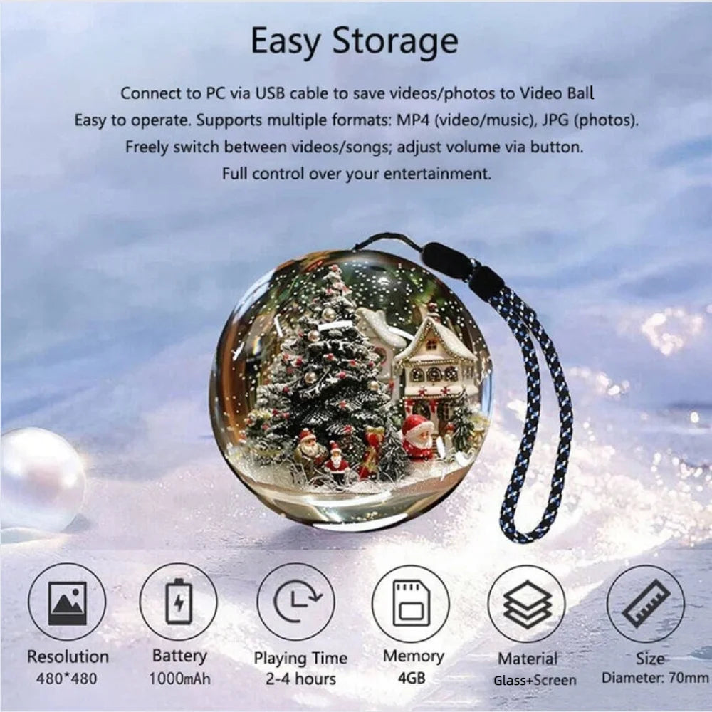 3D Video Memory Ball 4GB Video Player 1000mAh Crystal Ball Lamp Resolution 480×480 DIY Memory Art Glass Ball for Gift