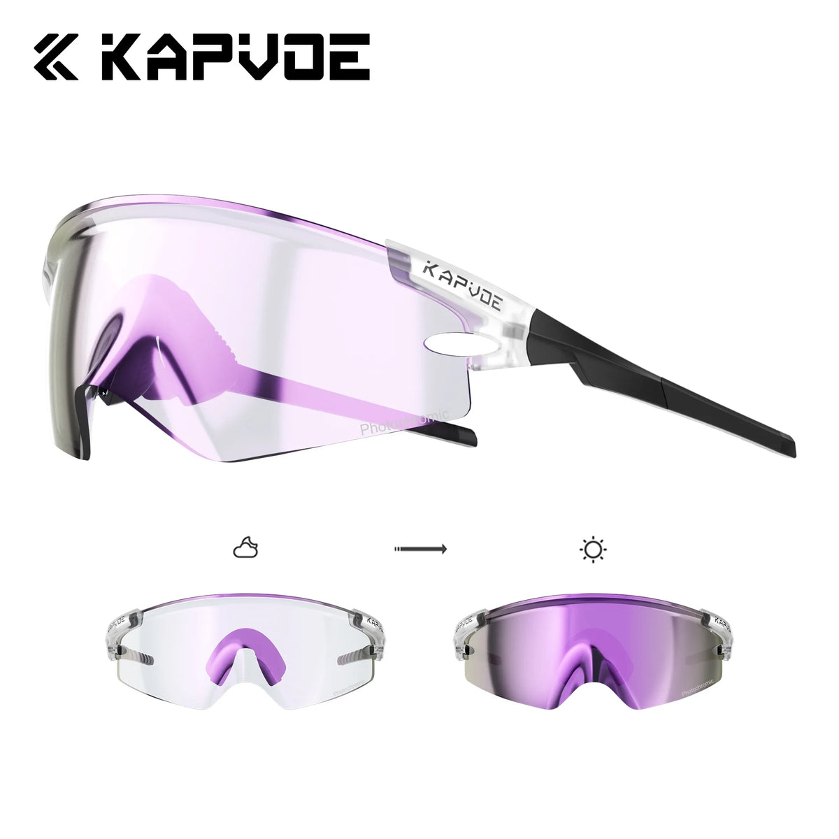 Kapvoe Cycling Sunglasses for Road Bike & MTB, Photochromic Lens Options, Unisex