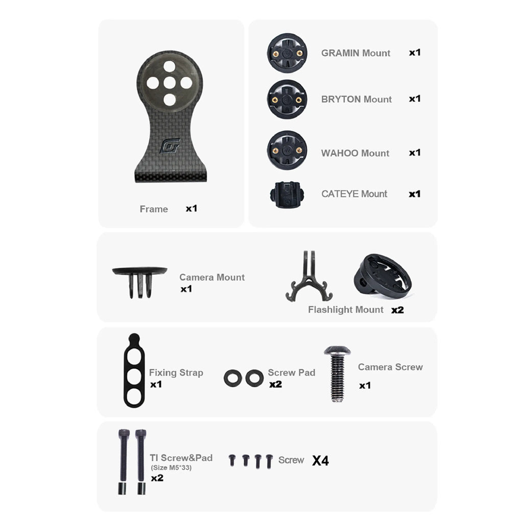 OGEVKIN Bike Stem Extension Carbon Computer Mount Holder Rack for GPS/Cycling Computer/Camera/Light Bicycle Accessories 3K Black