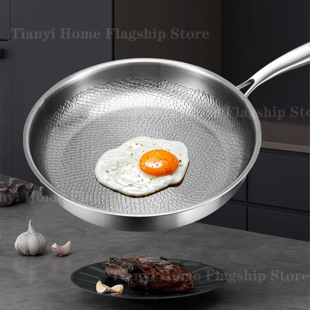 Titanium stainless steel nonstick frying pan skillet, 22-30cm, induction & gas compatible