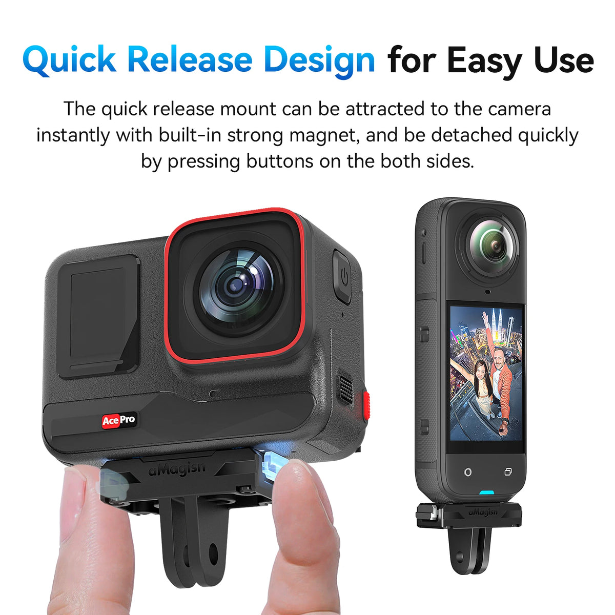 aMagisn Magnetic Quick Release Mount Adapter for Insta360 X5/X4/Ace Pro 2, 2pcs
