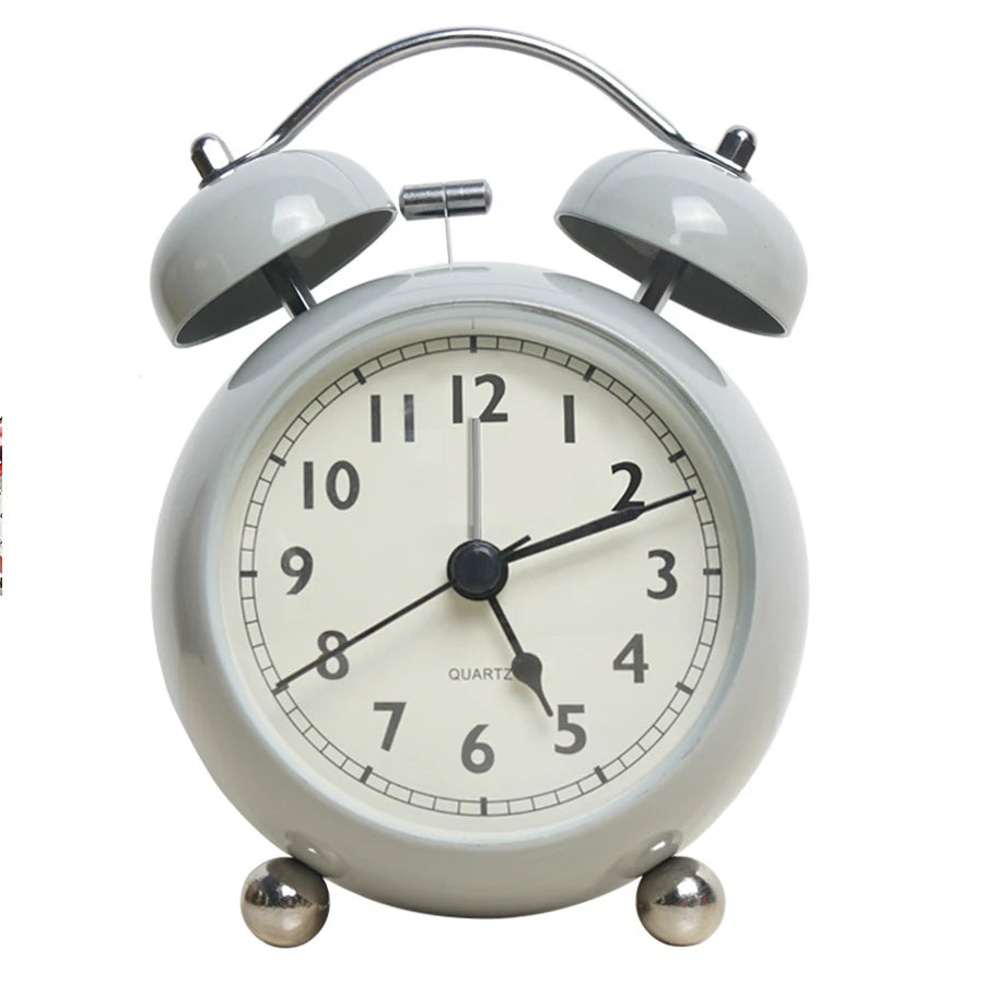 1pc Retro Creative Metal Bell Alarm Clock, Desktop Simple Clock Silent Luminous Quartz Table Clock