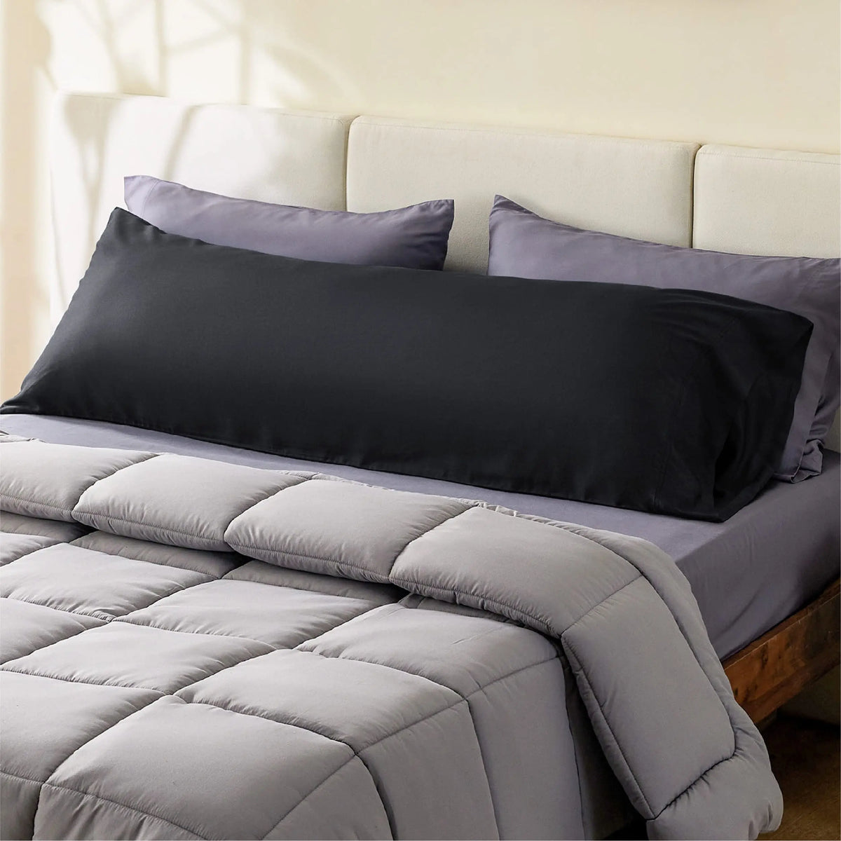 Body Satin Pillow Cover with Envelope Closure,Long Pillow Cases,Soft and Breathable Body Pillowcase,Gift for Sleepers,20x54 Inch