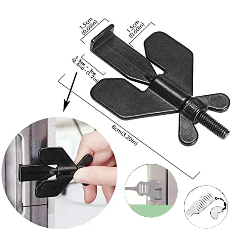 Portable Door Lock for Travel & Hotel, Privacy Anti-Theft Door Stopper, Black/Gold