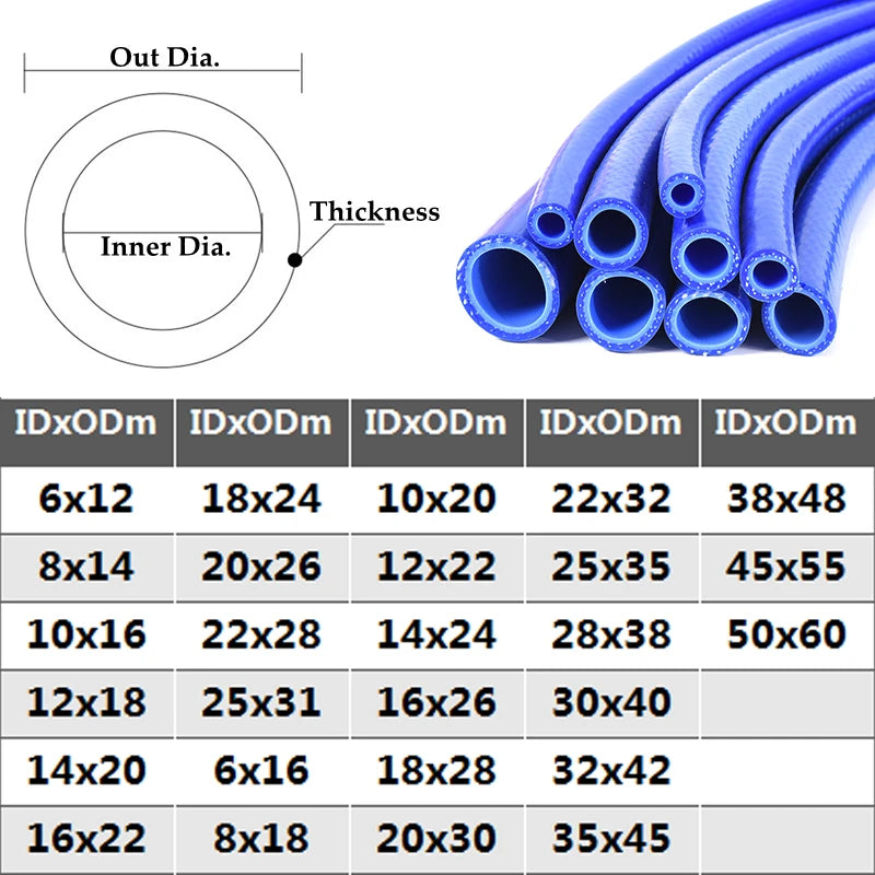 1m/Lot Inner Diameter 6-50mm Silicone Hose Heat Resistant High Pressure Automobile Cylinder Vacuum Pipe Double Layer Rubber Hose