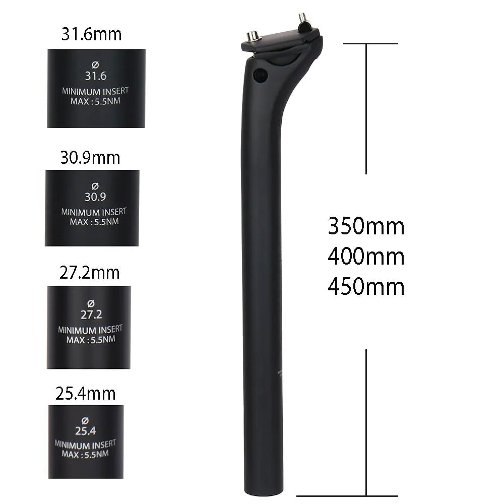 ELITAONE MTB Carbon Seat Post 20mm Offset 25.4-31.6mm Clamp 350-450mm Length Mountain/Road Bike Seatpost Lightweight Design