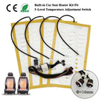 Universal Built-In Car Seat Heater Kit Fit 2 Seats 12V Alloy Wire Heating Pads 3 Levels Dual Control Heated Switch System