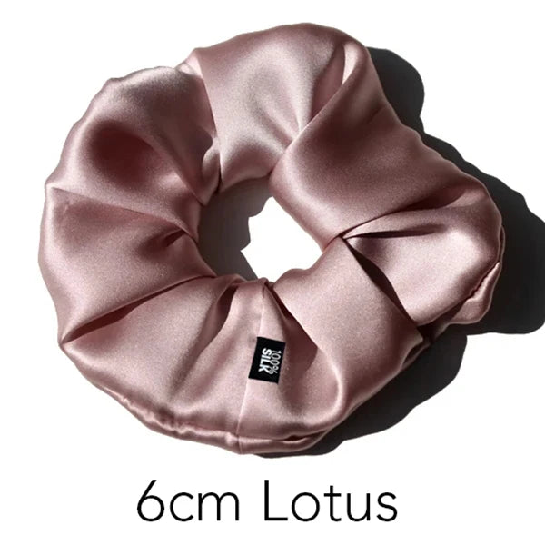 Mulberry Silk Oversized Scrunchie Hair Tie 6cm Elastic Ponytail Holder, Baby Blue
