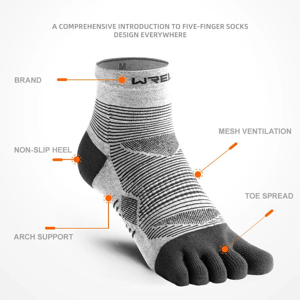 COOLMAX Five-Finger Socks High Performance Cushion Toe Socks Wicking Moisture Breathable Quick Dry Running Sport Socks