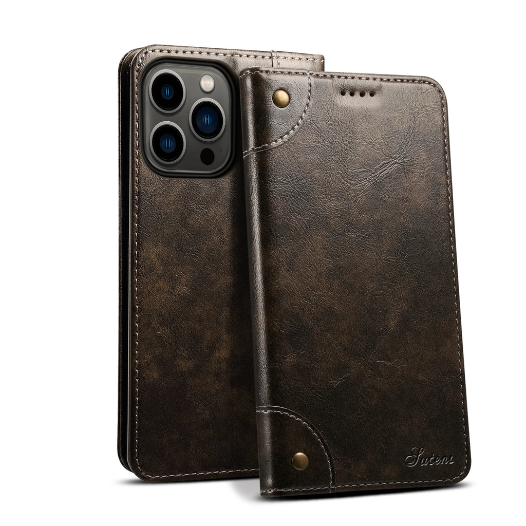 SUTENI Leather Wallet Magnetic Card Holder Flip Cover Phone Case For iPhone 16 Pro Max 15 Plus 14 13 12 11 XS XR X  8 7 Plus