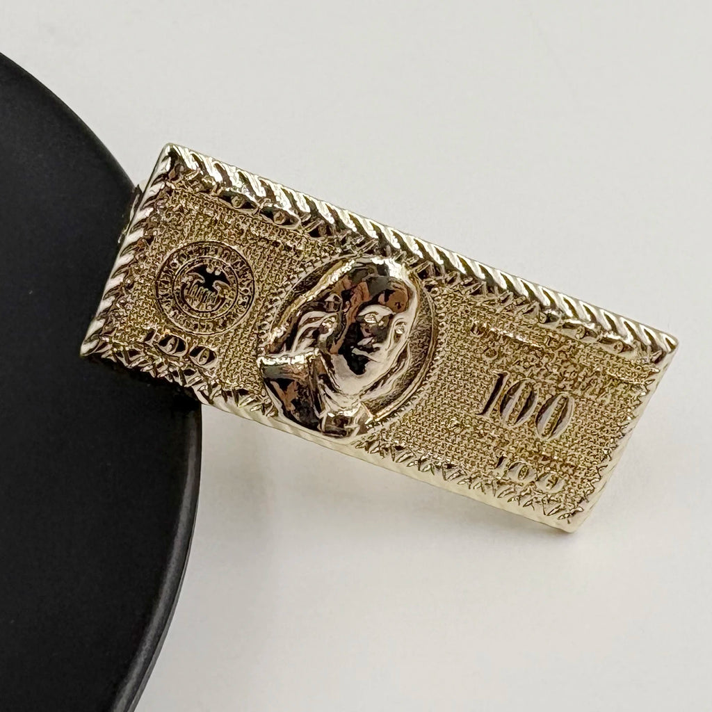100 Dollar Bill Design 2 Finger Ring Heavy Rough Hip Hop Style 14K Gold Plated Big Size Men's Party Gift US Dollar Theme