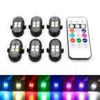 RGB Car Interior LED Light Kit with Wireless Remote, USB-C Rechargeable, Multi-Mode (2-10pc)