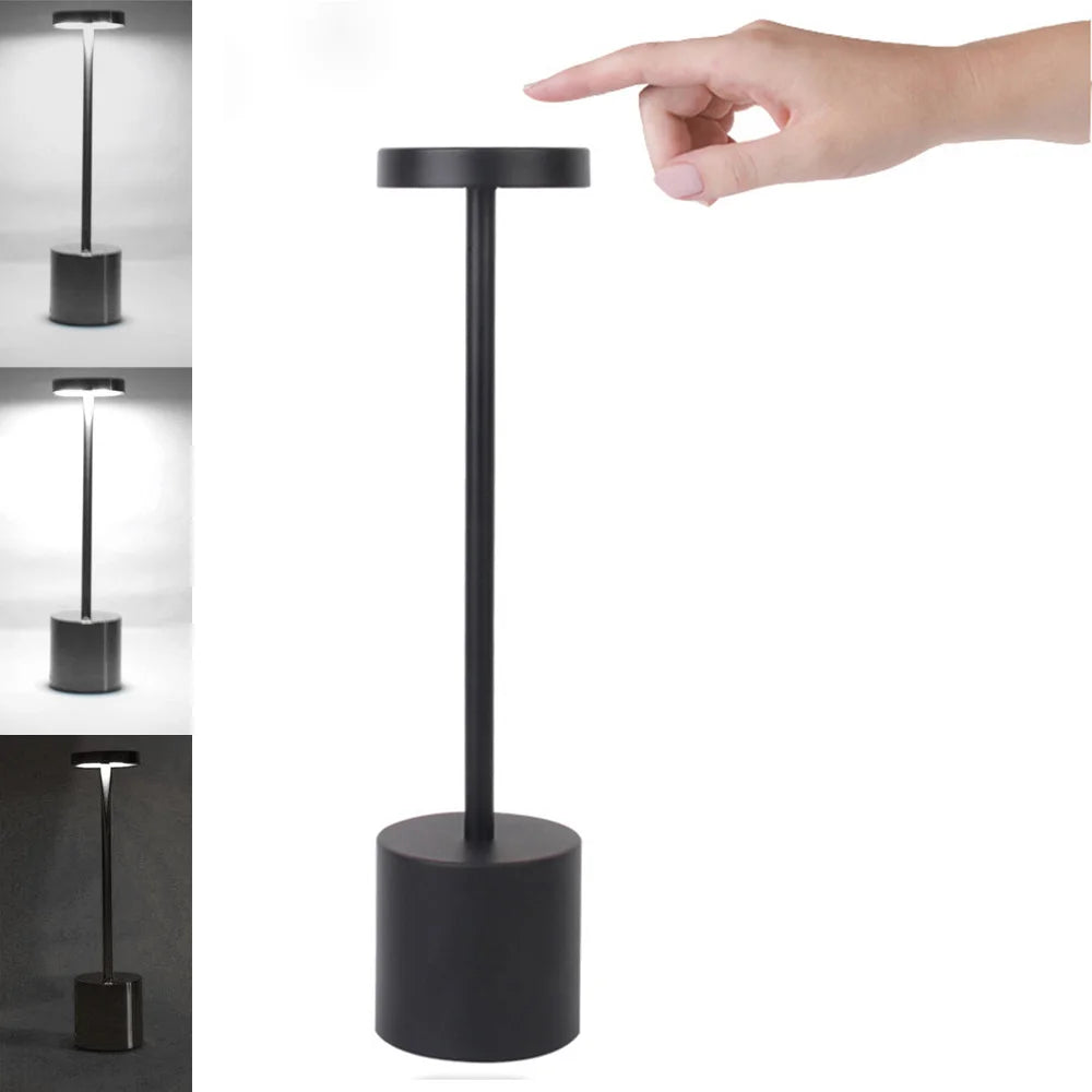 LED Touch Sensor Table Lamp USB Rechargeable Portable Night Light, Gold/Rose Gold/Silver/Black