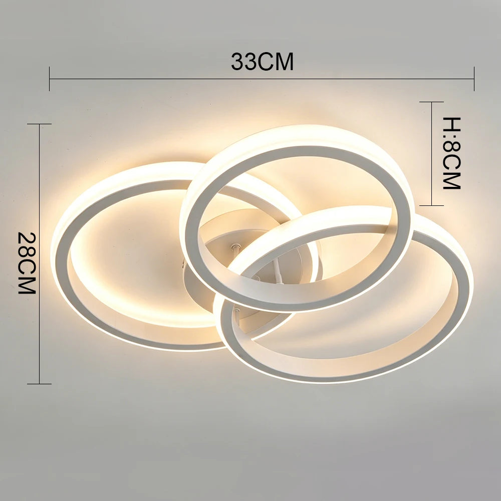 LED Ceiling Light Fixture, Black or White, Warm/Cold/CCT Options, Indoor Flush Mount