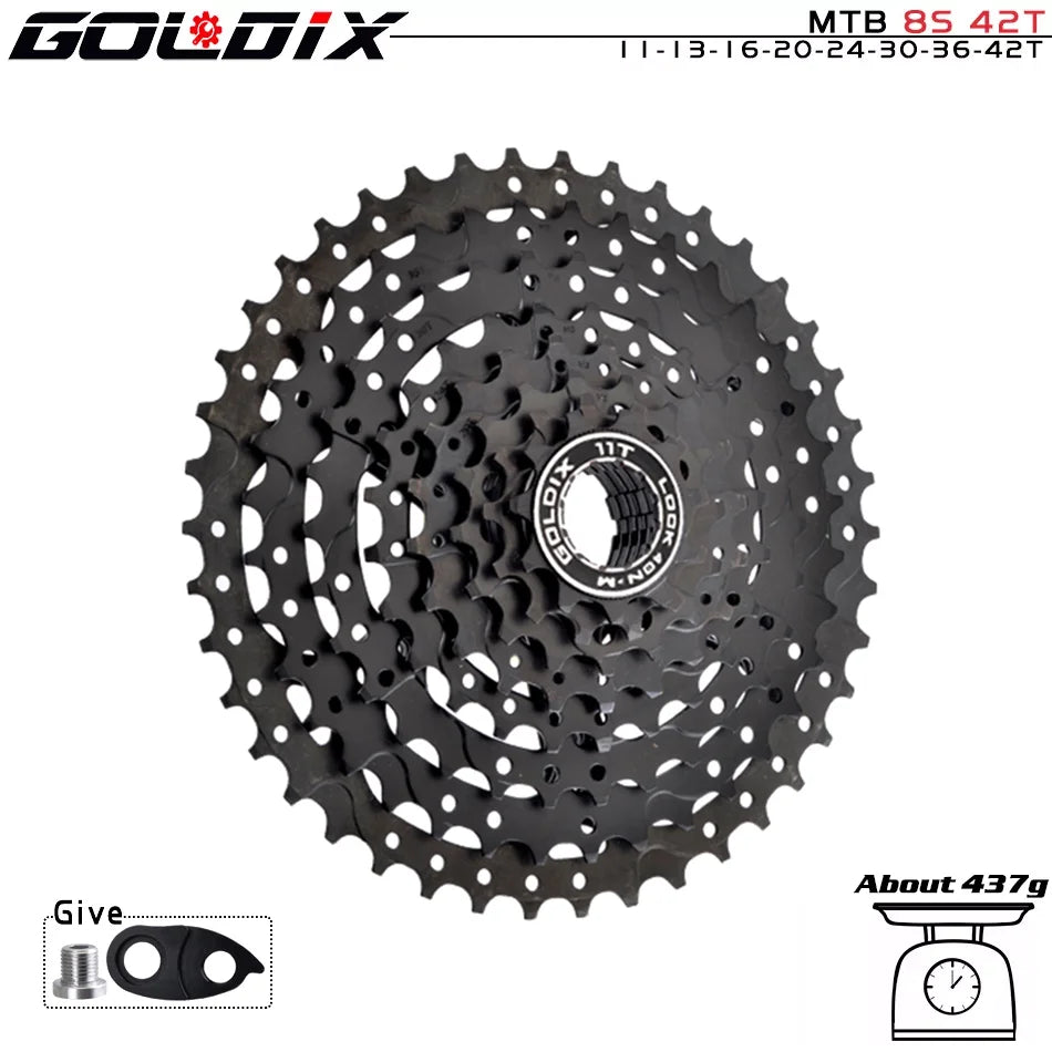 GOLDIX Black MTB Cassete 8/9/10/11/12 Speed 40/42/46/50/50T K7 8/9/10/11/12v Bicycle Freewheel Bicycle Sprocket for Shimano/SRAM