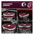 ZSRacing 12"x2" Oval Super Flow Thru Air Cleaner Washable For SBC Chevy Ford Chryler Dodge 5-1/8 Carb Neck OFI131
