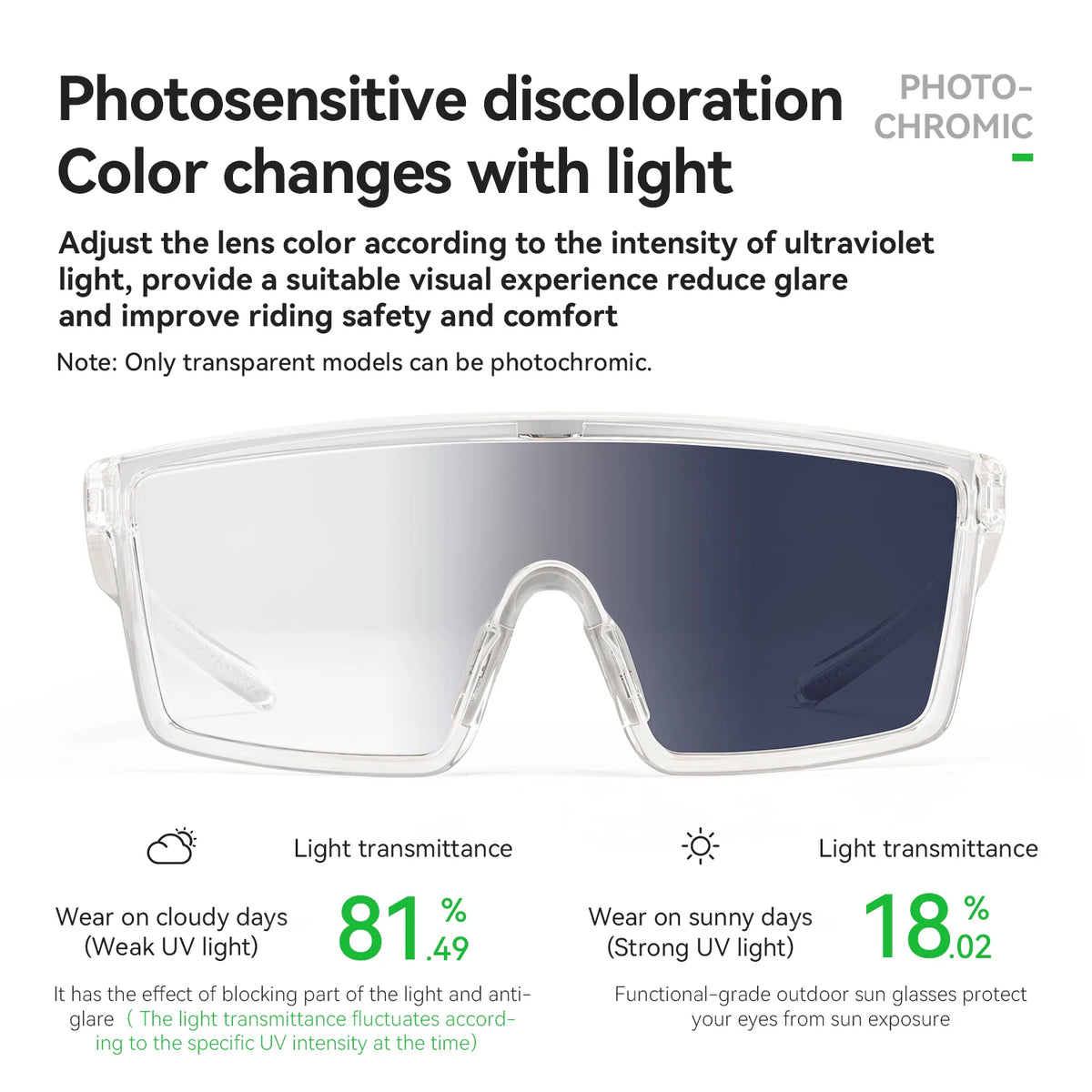 ROCKBROS Cycling Sunglasses Polarized Photochromic MTB Bike Road Windproof Eyewear Outdoor Sports UV400 Bike Lightweight Goggles