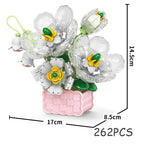 Rose Eternal Flower Basket Potted Plants Mini Particle Building Block,DIY Sunflower Flower Ornament Assembled Toy,For Kids Gifts