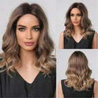 HENRY MARGU Platinum Blonde Short Curly Synthetic Wigs Short Wave Bob Hair Wigs Middle Part Natural Hairline Wig Heat Resistant