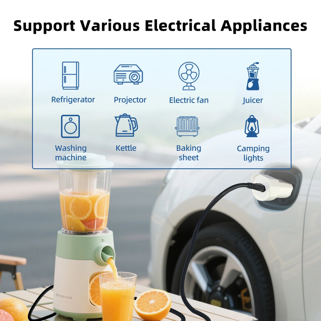 EVqiaoyi Type 2 V2L Discharger adapter 16A Brazil type2 Descarregador with for BYD Chery Geely Renault