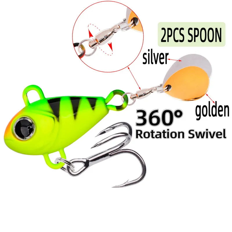 5/6pcs Mini VIB With Spoon Fishing Lures 6g 10g 17g 25g 2cm Lure Fishing Tackle Pin Crankbait Vibration Spinner Sinking Bait