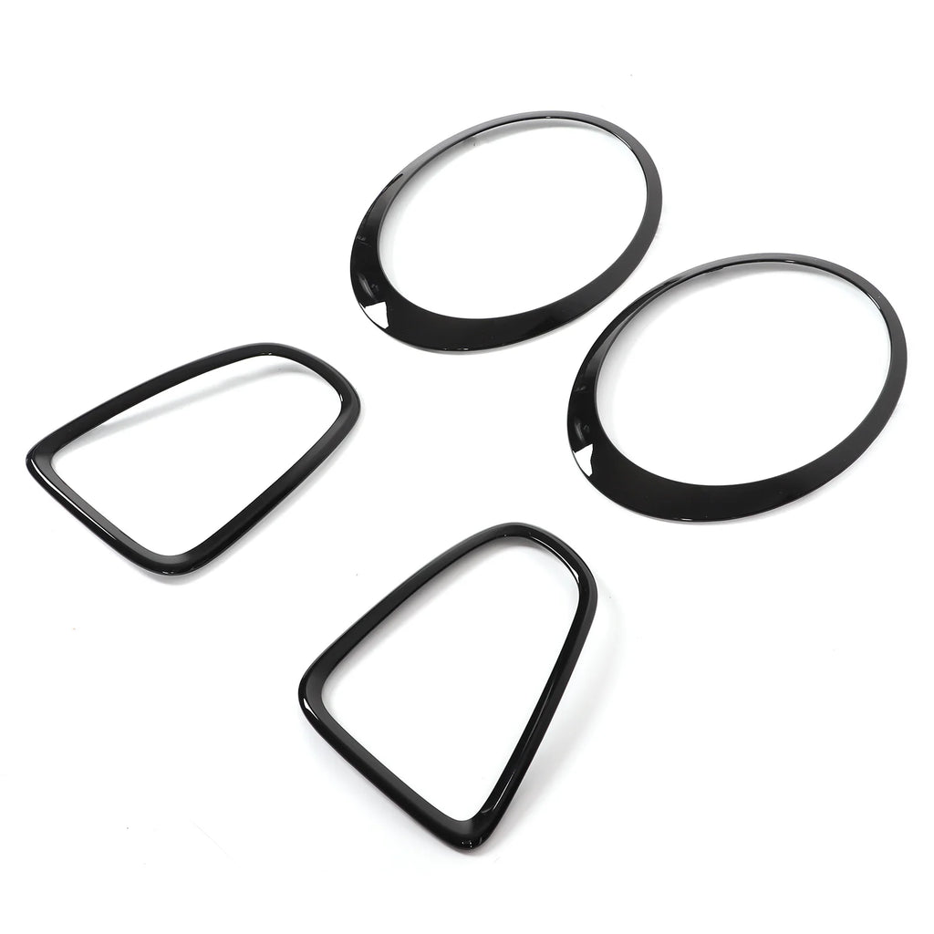 4pcs Gloss Black Headlight & Taillight Surround Cover Trims For Mini R56 R57 R58 R59 Cooper S & JCW 2007-2015
