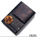 New Designer Blue Red Green Paisley Ties For Men Wedding Party Neck Tie Luxury Tie Pocket Square Cufllink Brooch Set