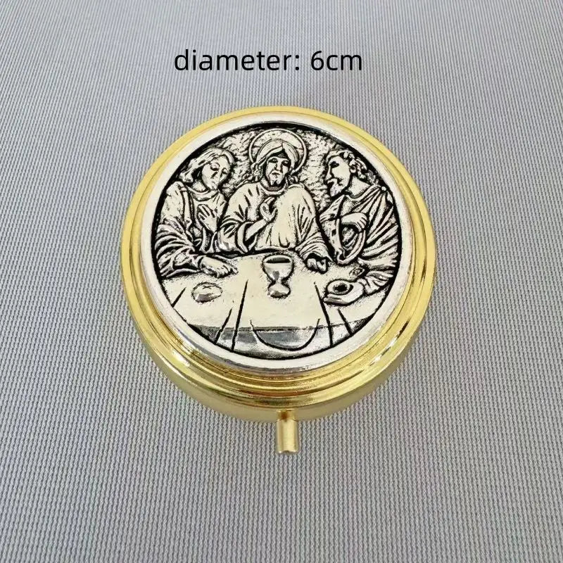 Catholic Holy Grail Box Small Pyx For Eucharist Host Zinc Alloy Carry Consecrated Hosts First Communion Holy Box