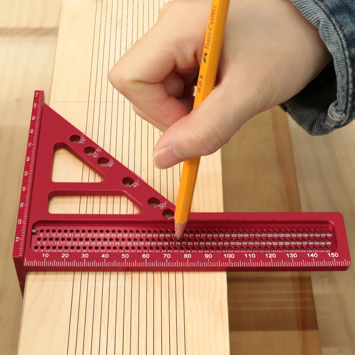 Lengthened Multi Angle 3D Square Protractor Drafting Triangle Metric Multi-angle Set Square with Angle Positioning Dowel Pin