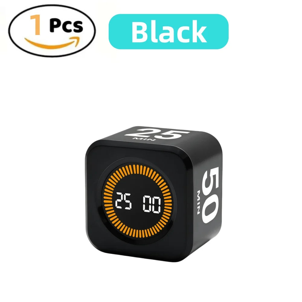 Pomodoro Flip Digital Timer Silent Visual Countdown 5/10/25/50min Kitchen Study Black/White