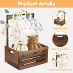 Wood Baby Shower Storage Basket Baby Toys Storage Crate with Handle Decorat Multipurpose Gift Basket for Boys Girls New Parents