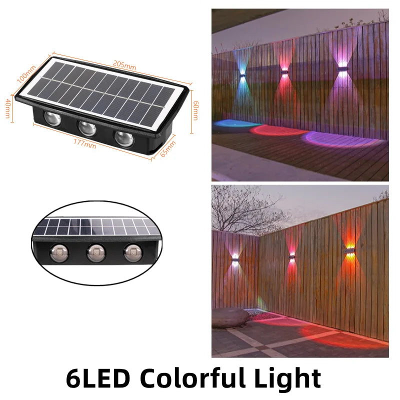 Solar Wall Lamp Led Outdoor Waterproof Decoration Garden Lamp Up And Down Luminous Lighting for Wall Porch Balcony Garden Street