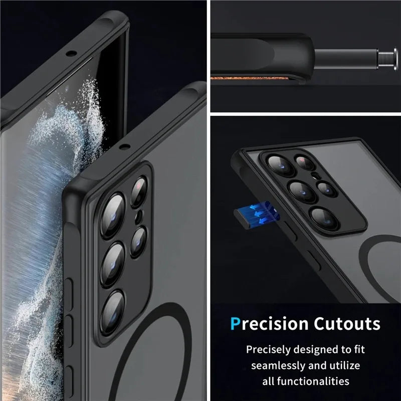 Suitable for Samsung S25 S24 S23 S22 Magnetic Mobile Phone Cases A52 A53 A73 Matte Anti-fall Protective Samsung S25 Ultra Case