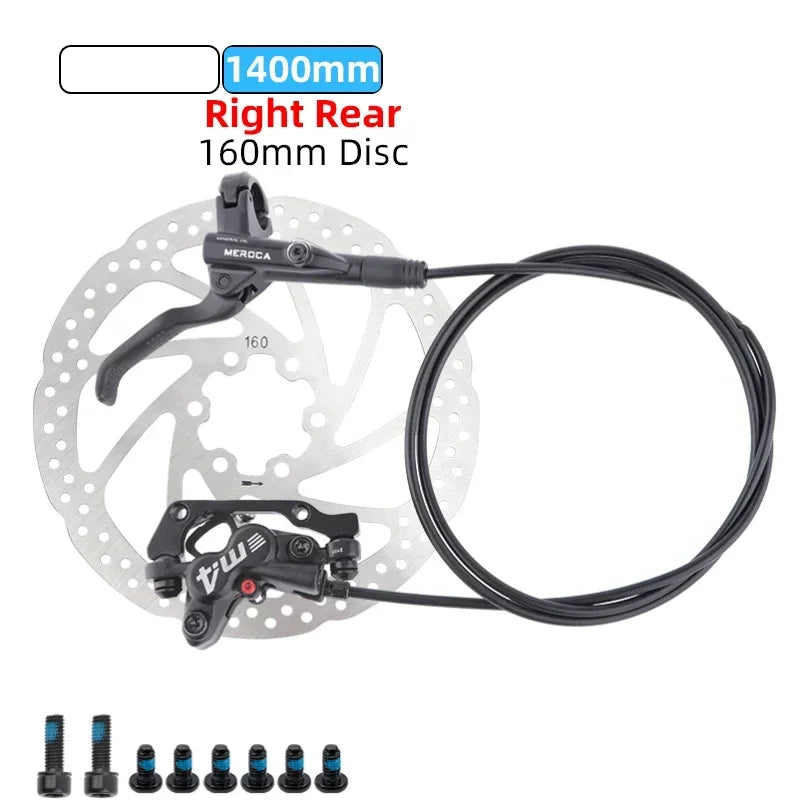 MEROCA M4 4-piston Hydraulic Bicycle Brakes Front Rear Kit 4 Piston Disc Brake Oil Brake MTB Compatible with 160mm Rotor