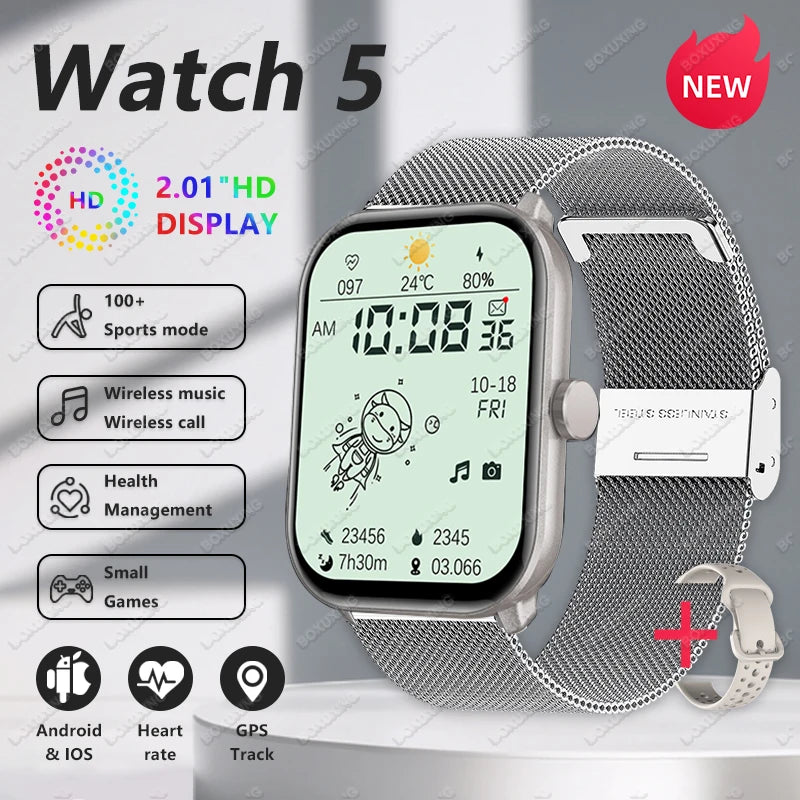2026GPS Track Smart Watch 2.01-Inch Ultra HD AMOLED Screen IP68 Waterproof Sports Heart Rate Monitor Bluetooth Call Smartwatches