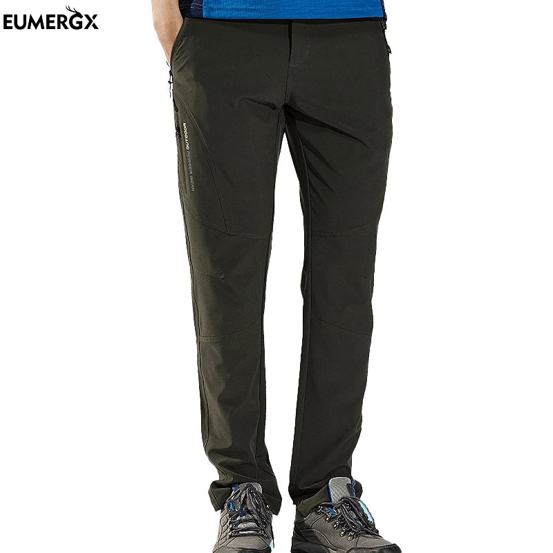 EUMERGX Men Hiking Pants Outdoor Camping Trekking Running Climbing Mountain Trousers Lightweight Quick Dry Waterproof Pants